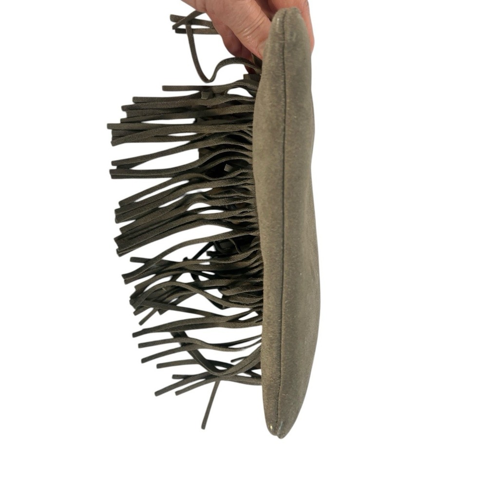 Patricia Nash Italian Leather Suede Fringe Wristlet Gray Western Cowboy Boho - Picture 4 of 5